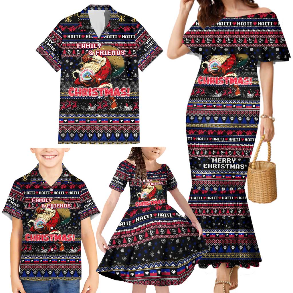 Haiti Family Matching Mermaid Dress and Hawaiian Shirt Merry Christmas Family and Friends - Wonder Print Shop