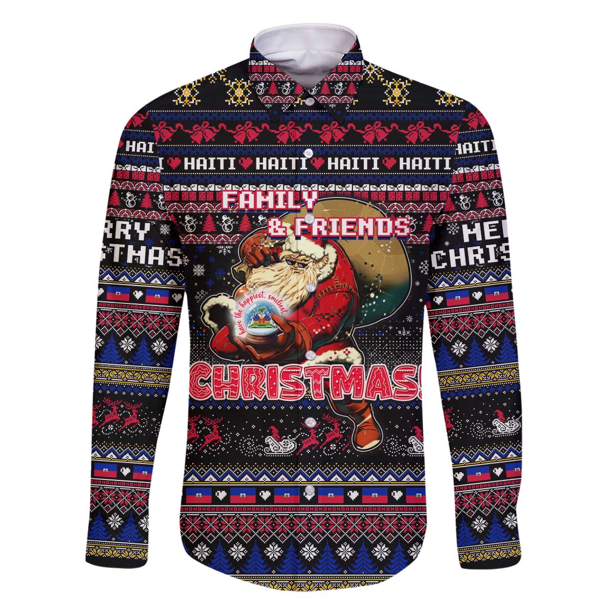 Haiti Family Matching Off The Shoulder Long Sleeve Dress and Hawaiian Shirt Merry Christmas Family and Friends - Wonder Print Shop