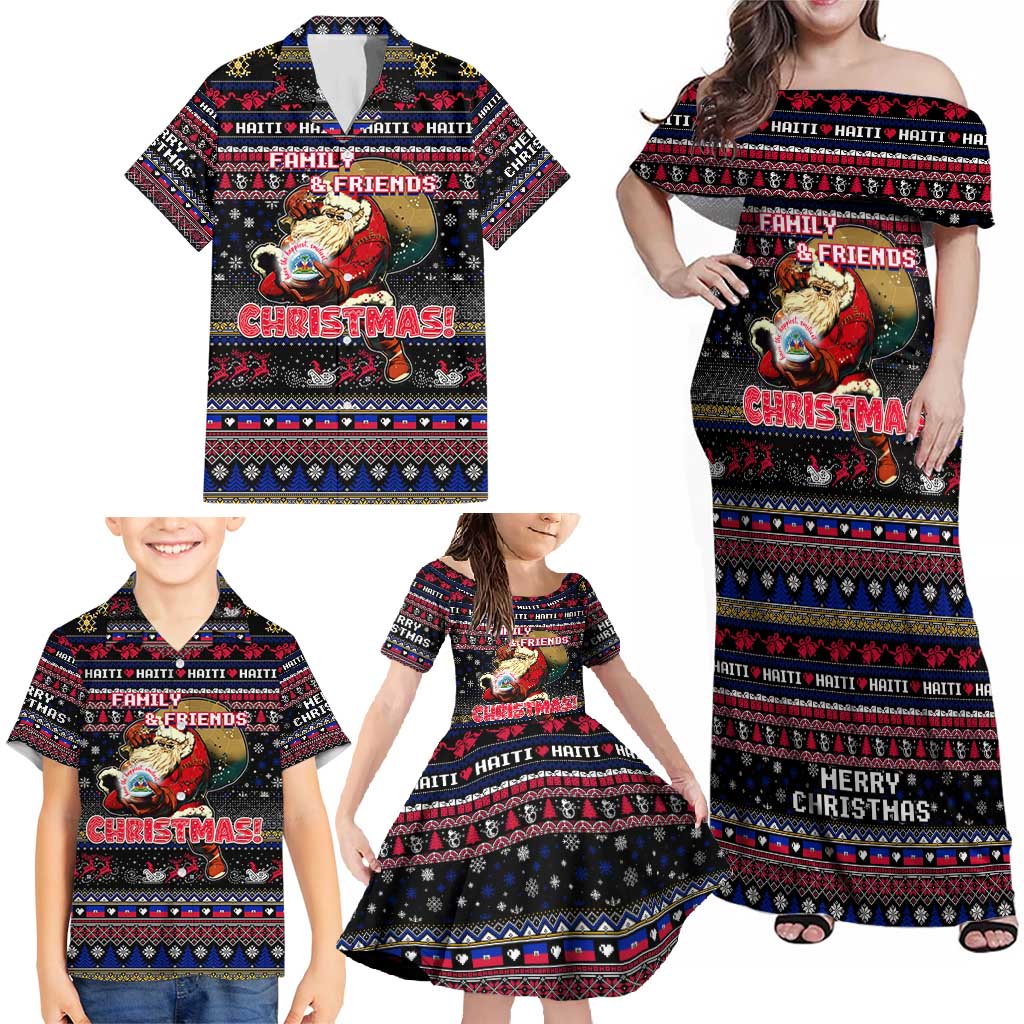 Haiti Family Matching Off Shoulder Maxi Dress and Hawaiian Shirt Merry Christmas Family and Friends - Wonder Print Shop