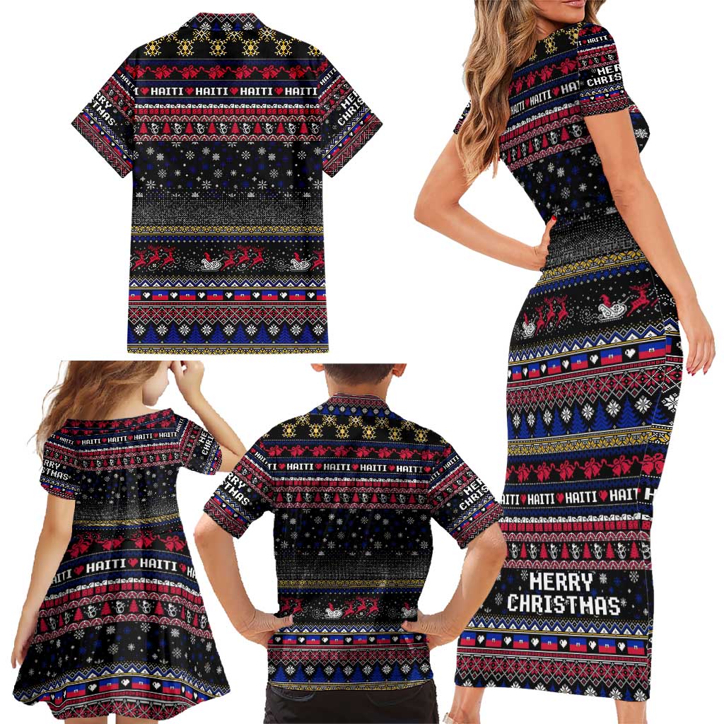Haiti Family Matching Short Sleeve Bodycon Dress and Hawaiian Shirt Merry Christmas Family and Friends - Wonder Print Shop