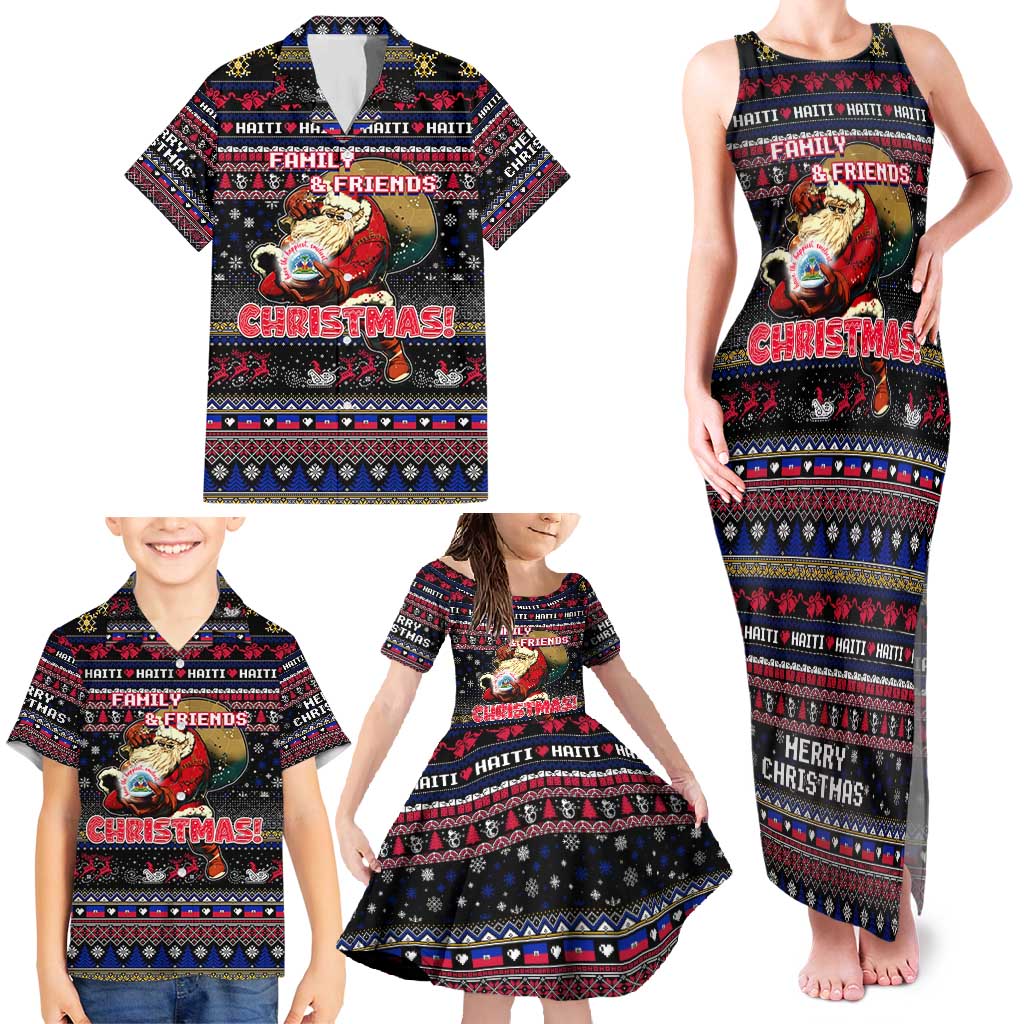 Haiti Family Matching Tank Maxi Dress and Hawaiian Shirt Merry Christmas Family and Friends - Wonder Print Shop