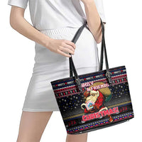 Haiti Leather Tote Bag Merry Christmas Family and Friends - Wonder Print Shop