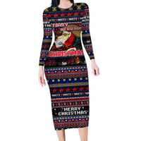 Haiti Long Sleeve Bodycon Dress Merry Christmas Family and Friends - Wonder Print Shop