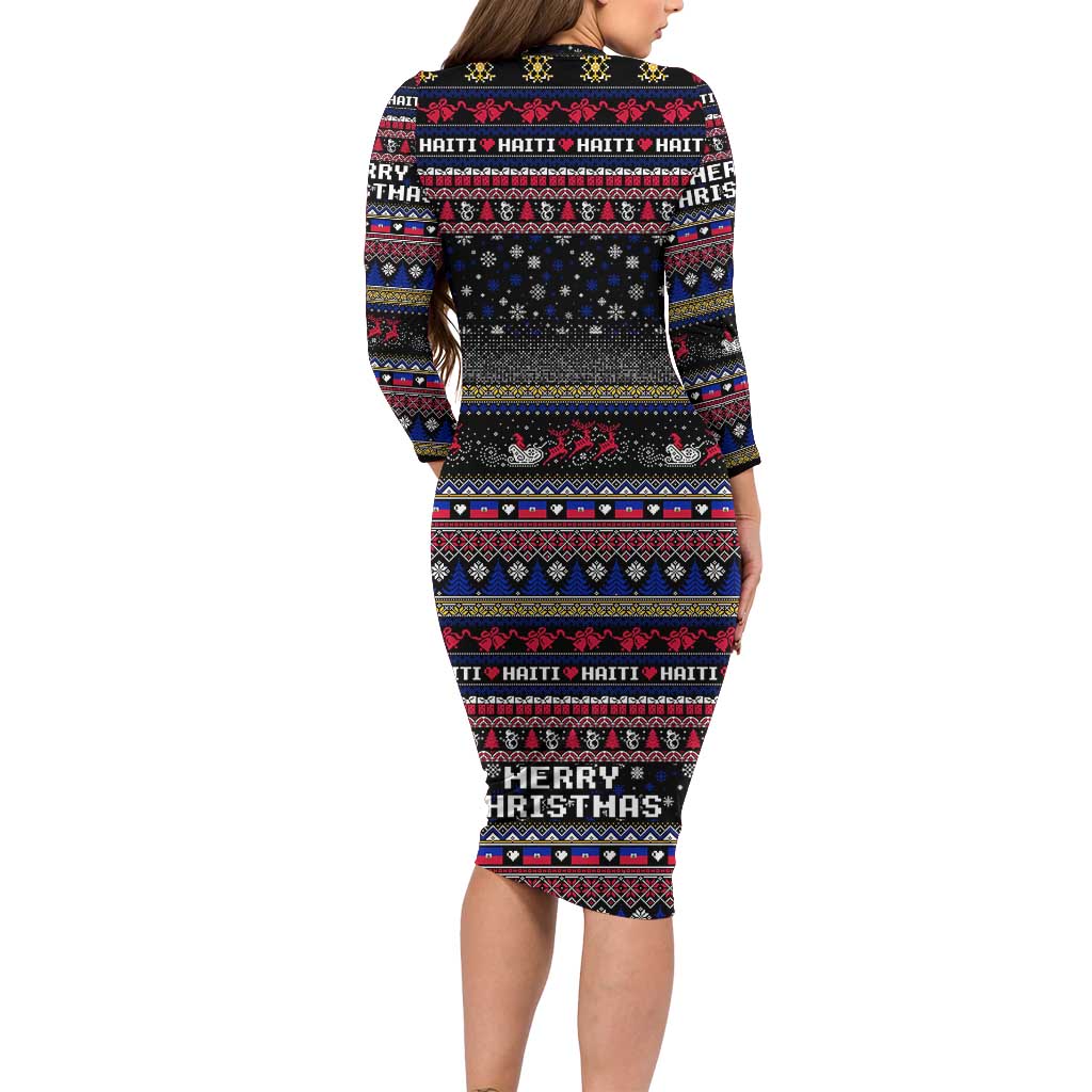 Haiti Long Sleeve Bodycon Dress Merry Christmas Family and Friends - Wonder Print Shop