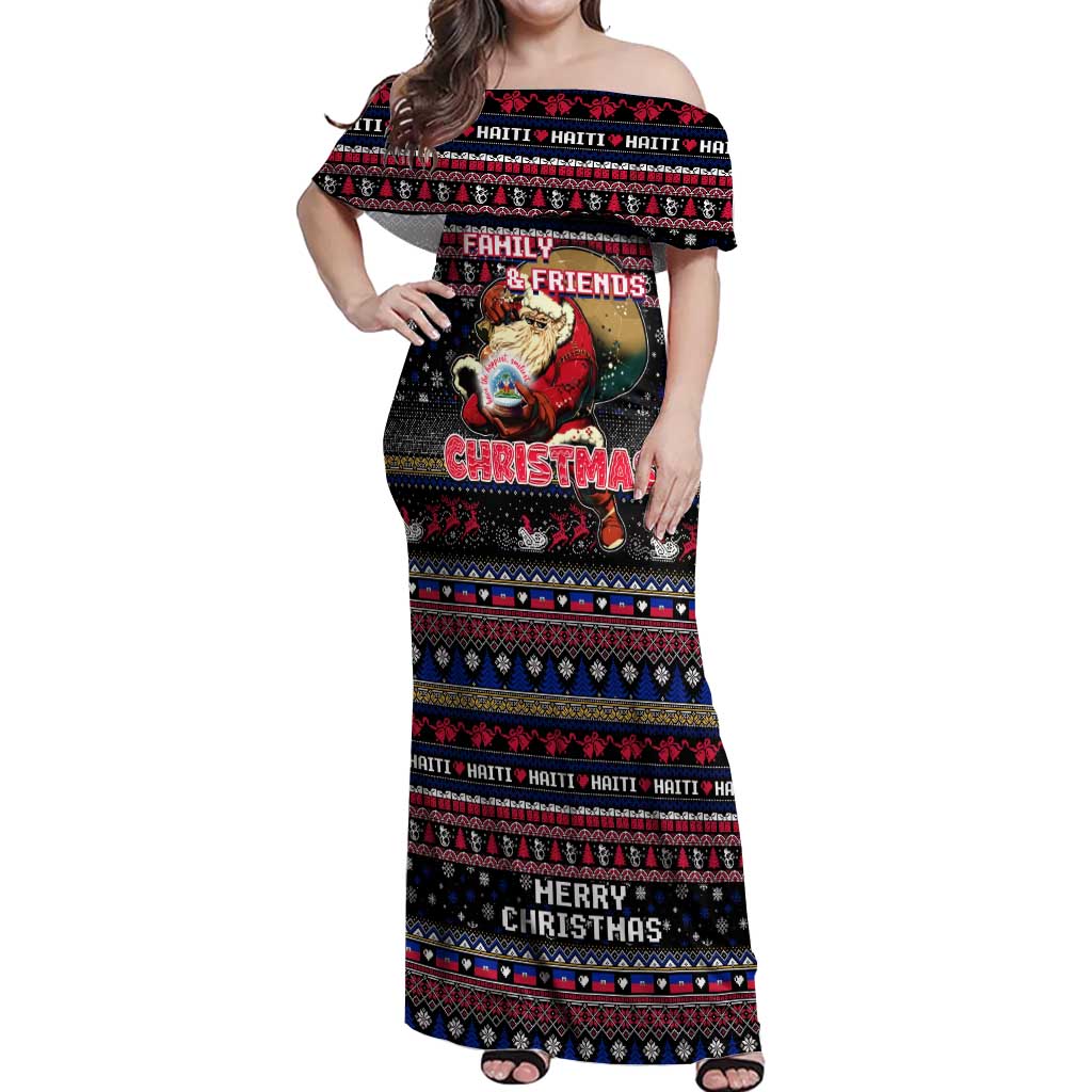 Haiti Off Shoulder Maxi Dress Merry Christmas Family and Friends - Wonder Print Shop