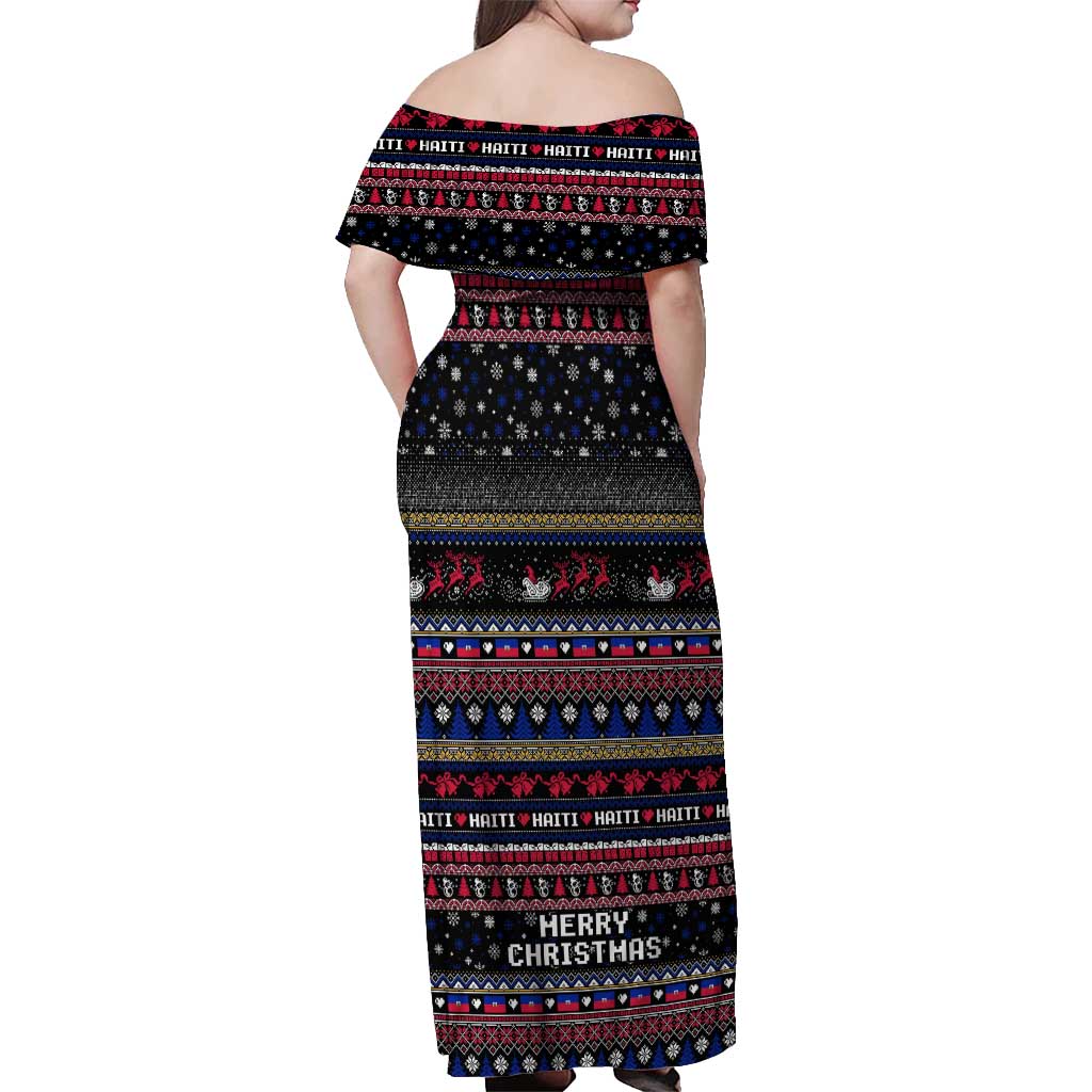 Haiti Off Shoulder Maxi Dress Merry Christmas Family and Friends - Wonder Print Shop
