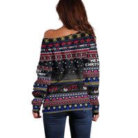 Haiti Off Shoulder Sweater Merry Christmas Family and Friends - Wonder Print Shop