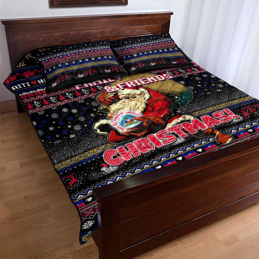 Haiti Quilt Bed Set Merry Christmas Family and Friends - Wonder Print Shop