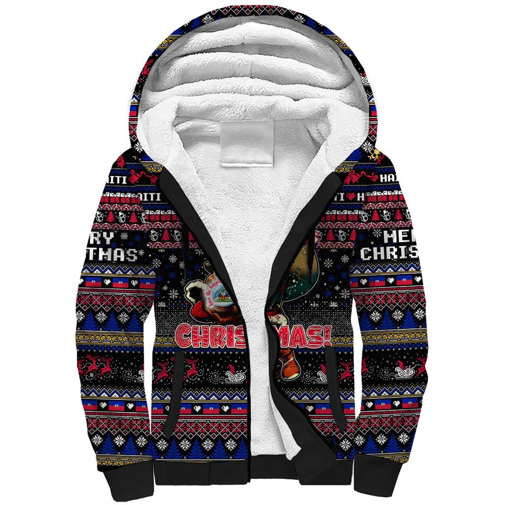 Haiti Sherpa Hoodie Merry Christmas Family and Friends - Wonder Print Shop