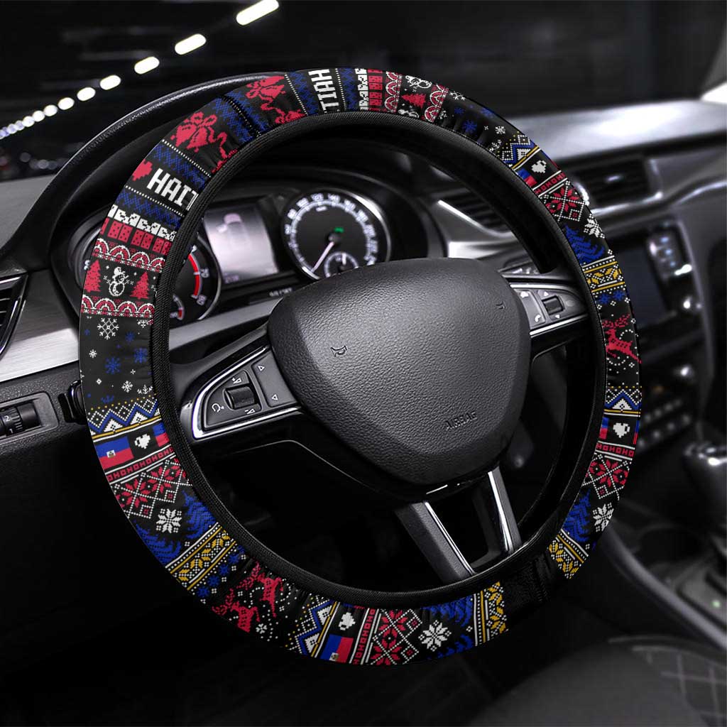 Haiti Steering Wheel Cover Merry Christmas Family and Friends - Wonder Print Shop