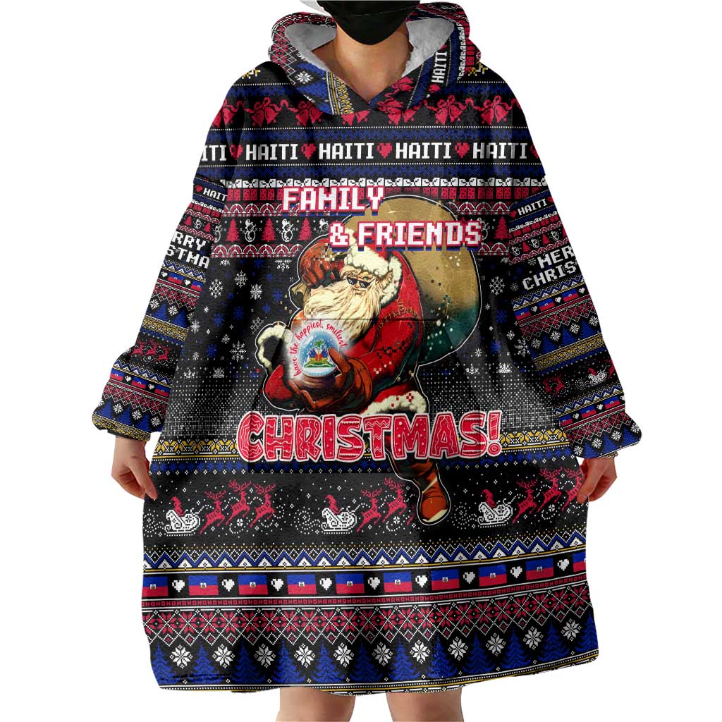 Haiti Wearable Blanket Hoodie Merry Christmas Family and Friends - Wonder Print Shop