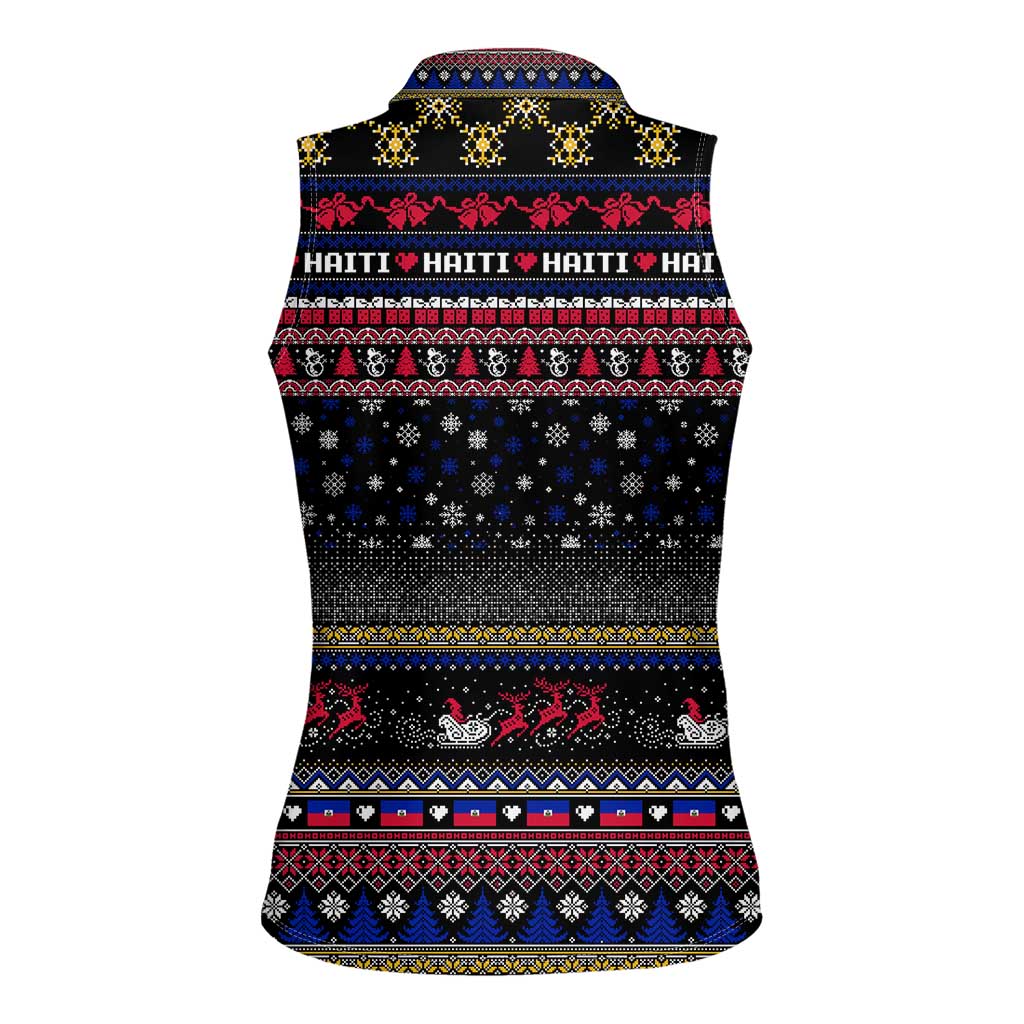 Haiti Women Sleeveless Polo Shirt Merry Christmas Family and Friends - Wonder Print Shop