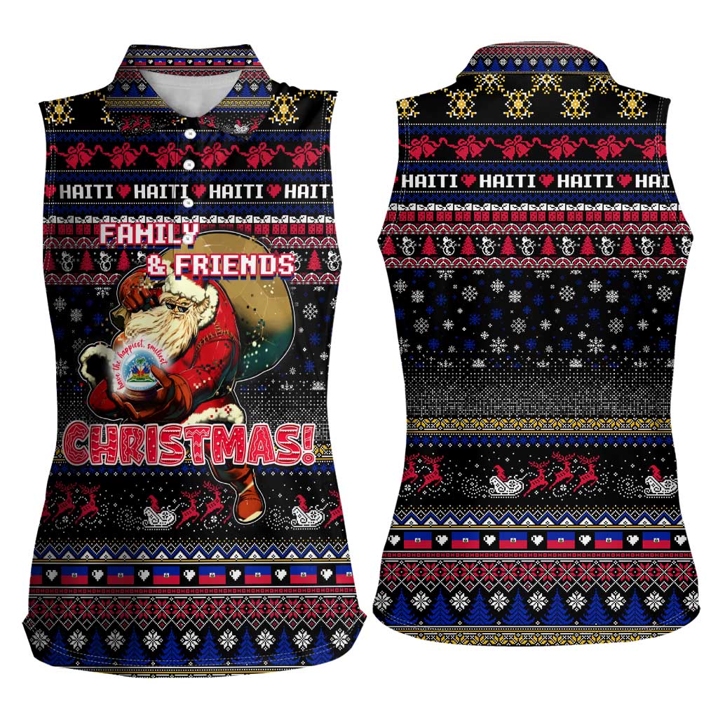 Haiti Women Sleeveless Polo Shirt Merry Christmas Family and Friends - Wonder Print Shop