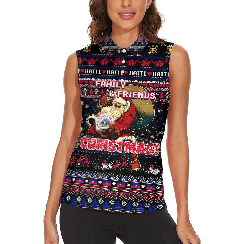 Haiti Women Sleeveless Polo Shirt Merry Christmas Family and Friends - Wonder Print Shop