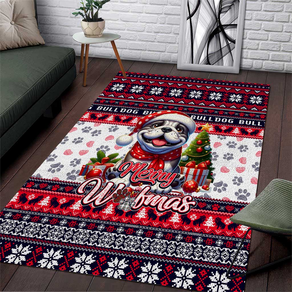 Bulldog Merry Woofmas Area Rug Christmas Dog Art Style - Wonder Print Shop