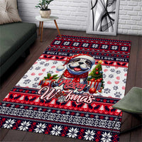 Bulldog Merry Woofmas Area Rug Christmas Dog Art Style - Wonder Print Shop