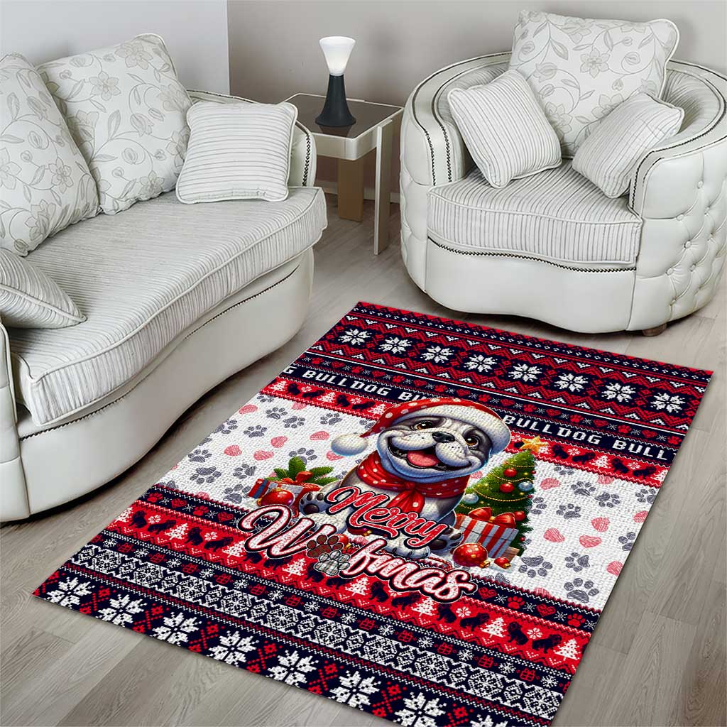 Bulldog Merry Woofmas Area Rug Christmas Dog Art Style - Wonder Print Shop