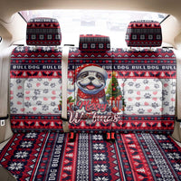 Bulldog Merry Woofmas Back Car Seat Cover Christmas Dog Art Style - Wonder Print Shop