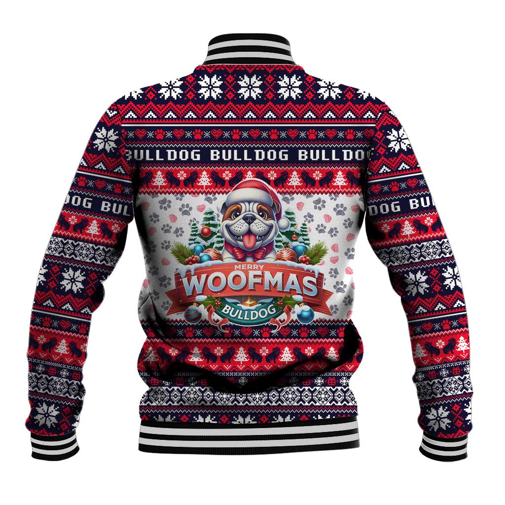 Bulldog Merry Woofmas Baseball Jacket Christmas Dog Art Style - Wonder Print Shop