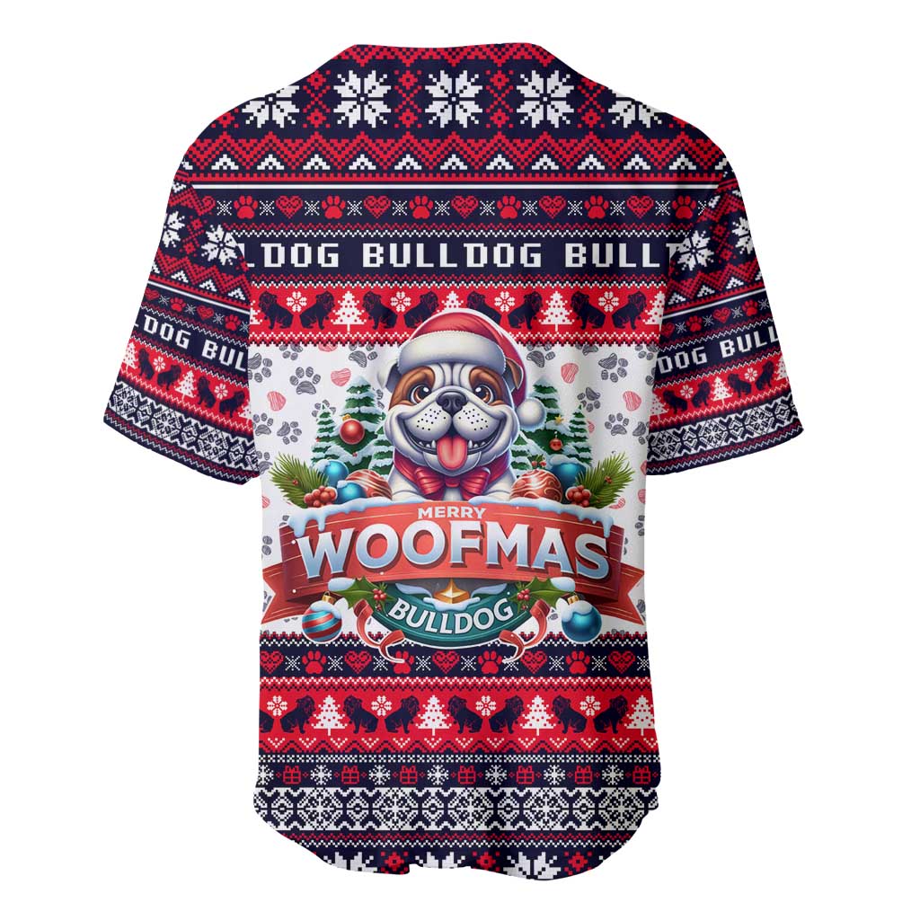 Bulldog Merry Woofmas Baseball Jersey Christmas Dog Art Style - Wonder Print Shop