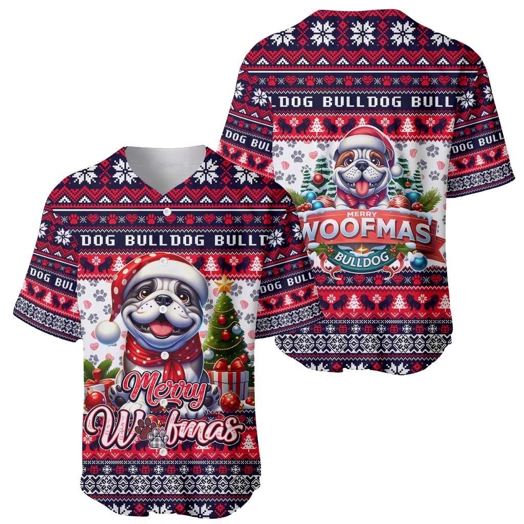 Bulldog Merry Woofmas Baseball Jersey Christmas Dog Art Style - Wonder Print Shop