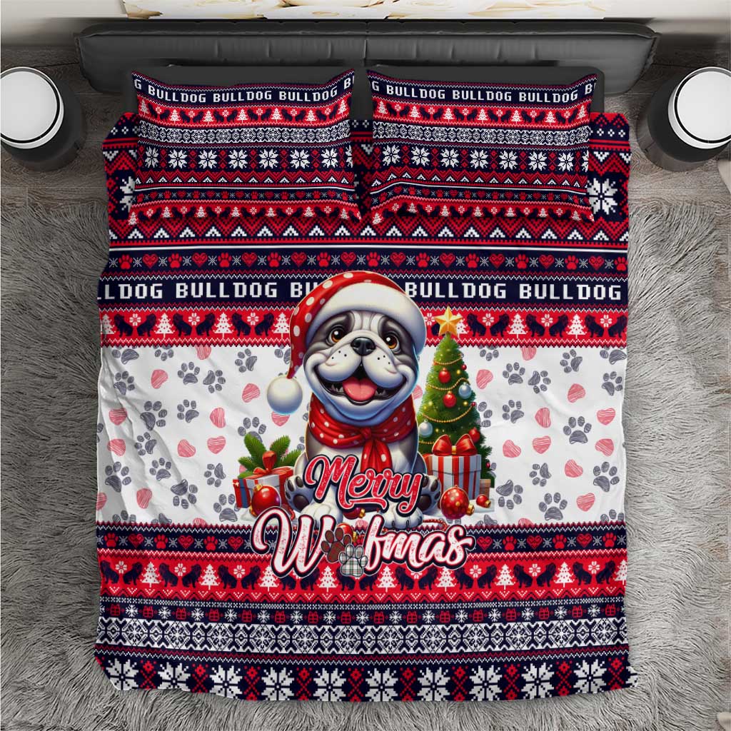 Bulldog Merry Woofmas Bedding Set Christmas Dog Art Style - Wonder Print Shop