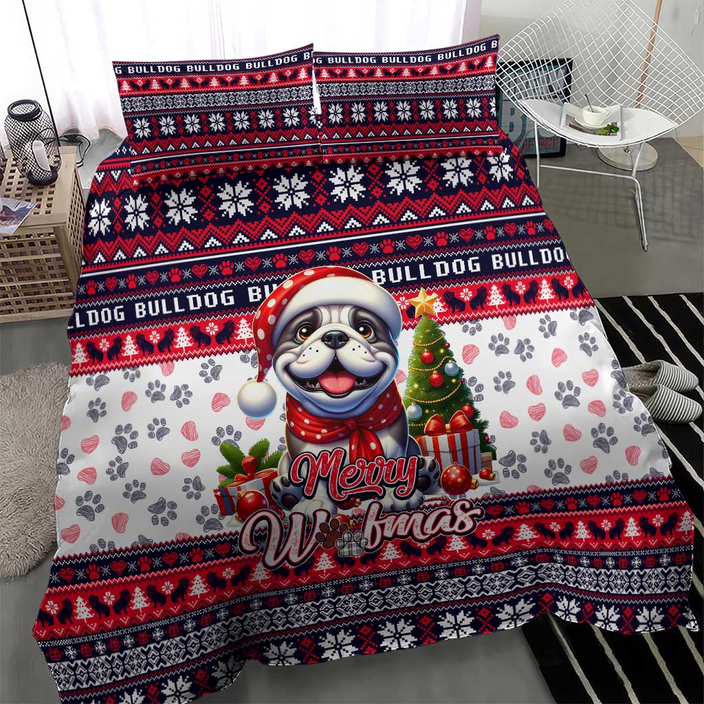Bulldog Merry Woofmas Bedding Set Christmas Dog Art Style - Wonder Print Shop