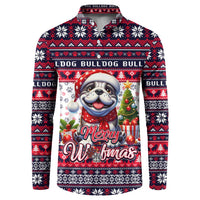 Bulldog Merry Woofmas Button Sweatshirt Christmas Dog Art Style - Wonder Print Shop