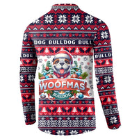 Bulldog Merry Woofmas Button Sweatshirt Christmas Dog Art Style - Wonder Print Shop