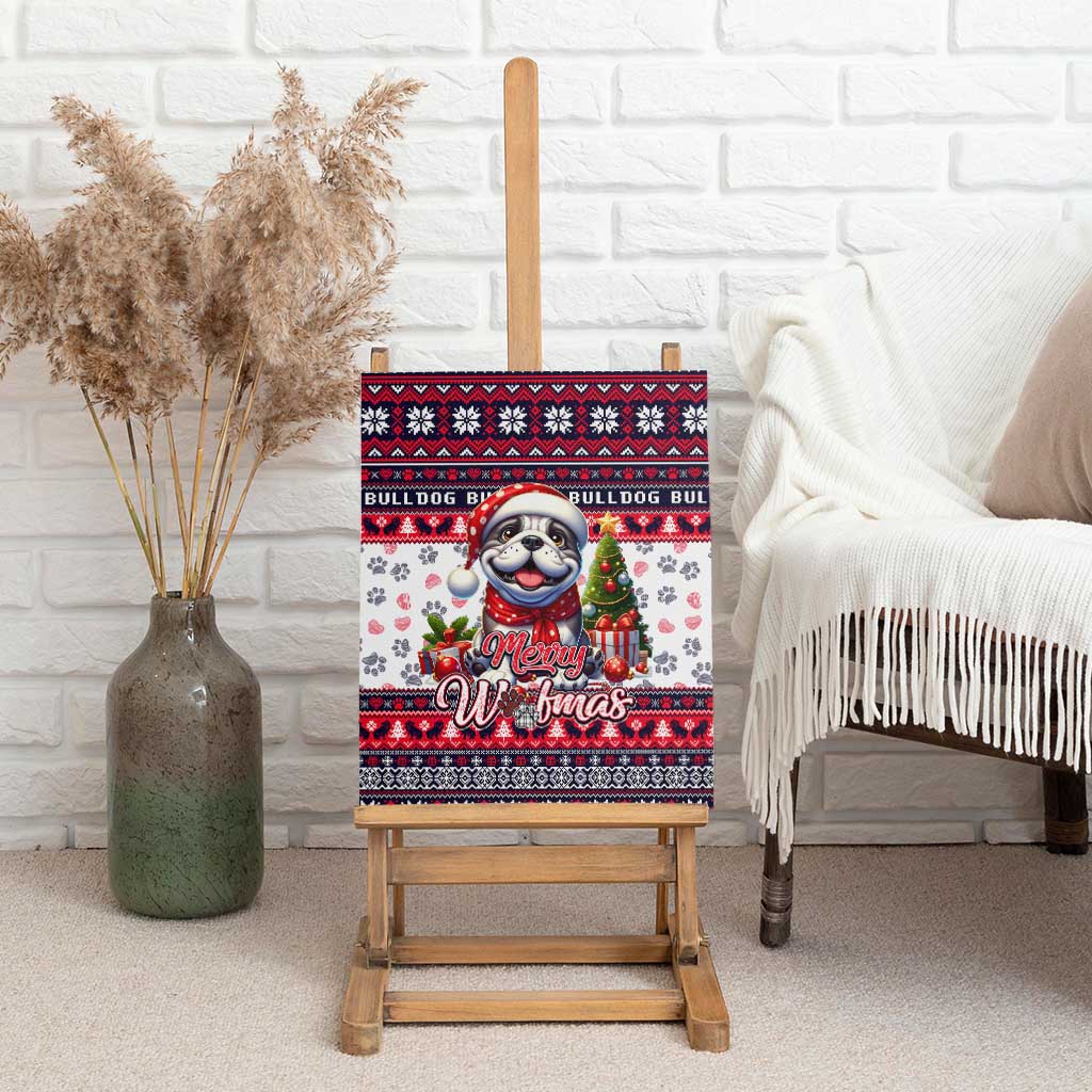 Bulldog Merry Woofmas Canvas Wall Art Christmas Dog Art Style - Wonder Print Shop
