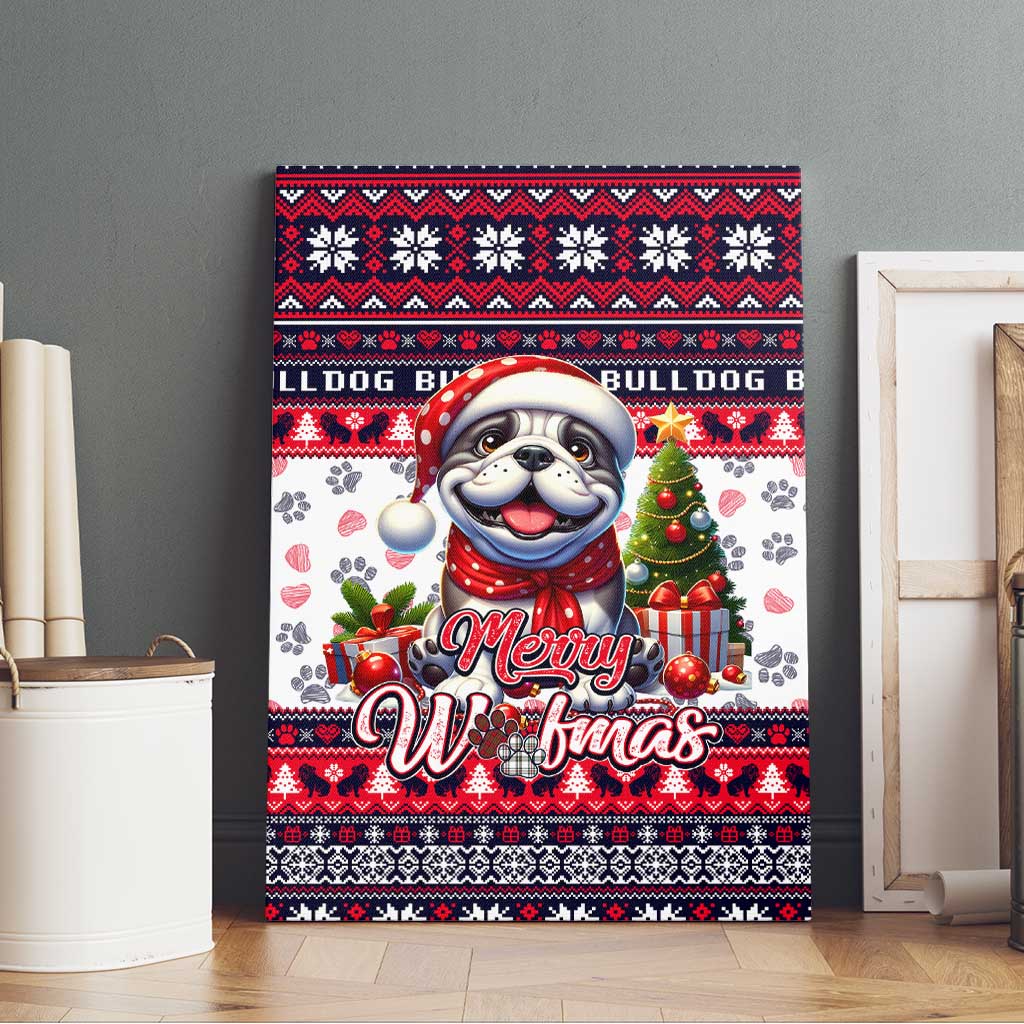 Bulldog Merry Woofmas Canvas Wall Art Christmas Dog Art Style - Wonder Print Shop