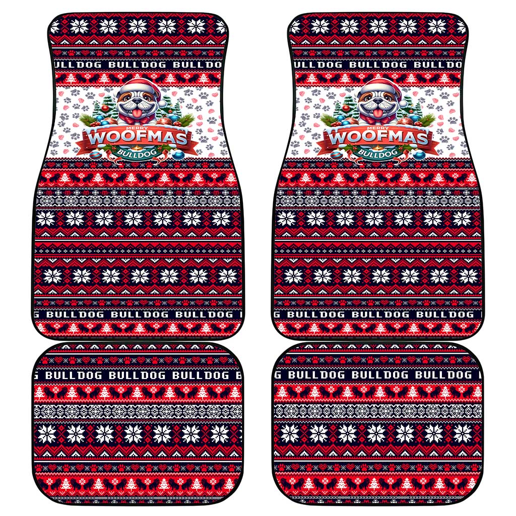 Bulldog Merry Woofmas Car Mats Christmas Dog Art Style - Wonder Print Shop