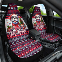 Bulldog Merry Woofmas Car Seat Cover Christmas Dog Art Style - Wonder Print Shop