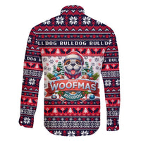 Bulldog Merry Woofmas Family Matching Long Sleeve Bodycon Dress and Hawaiian Shirt Christmas Dog Art Style - Wonder Print Shop
