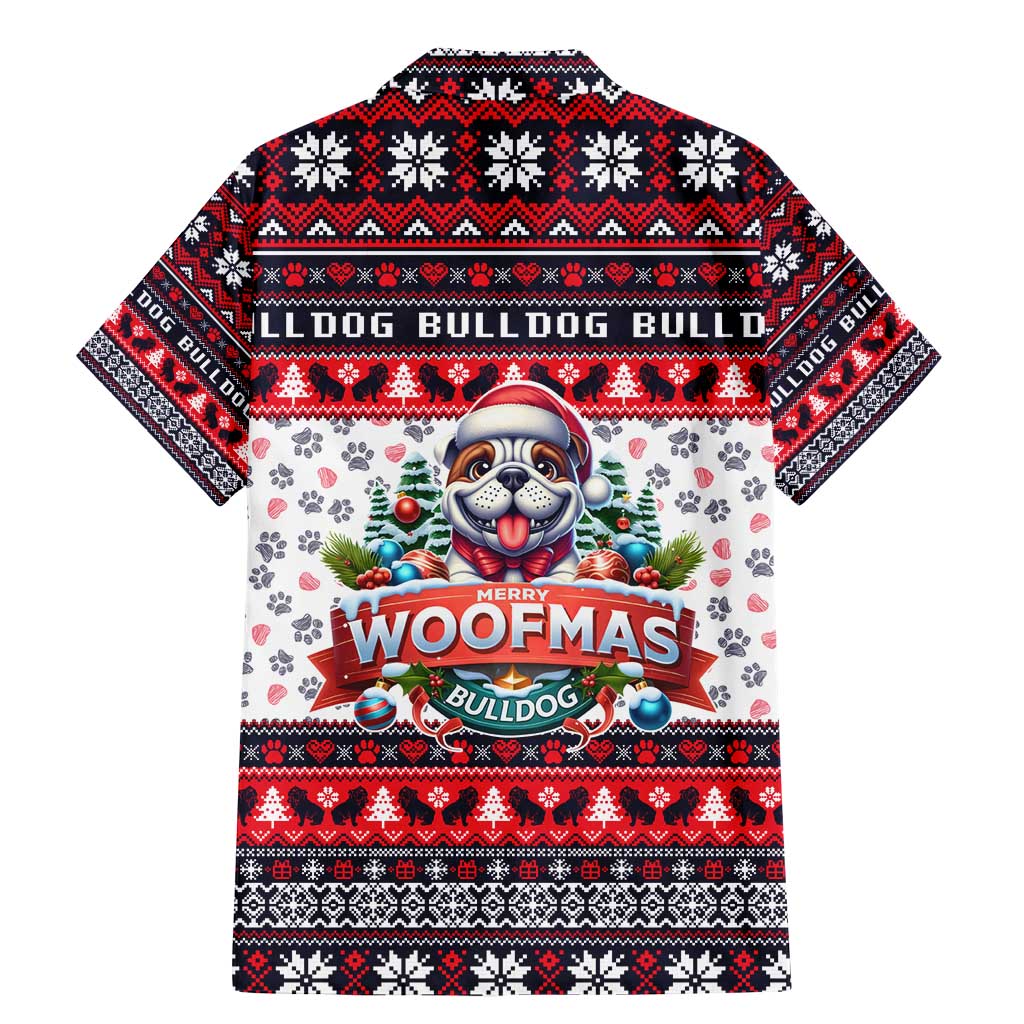 Bulldog Merry Woofmas Family Matching Mermaid Dress and Hawaiian Shirt Christmas Dog Art Style - Wonder Print Shop