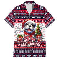 Bulldog Merry Woofmas Family Matching Off The Shoulder Long Sleeve Dress and Hawaiian Shirt Christmas Dog Art Style - Wonder Print Shop