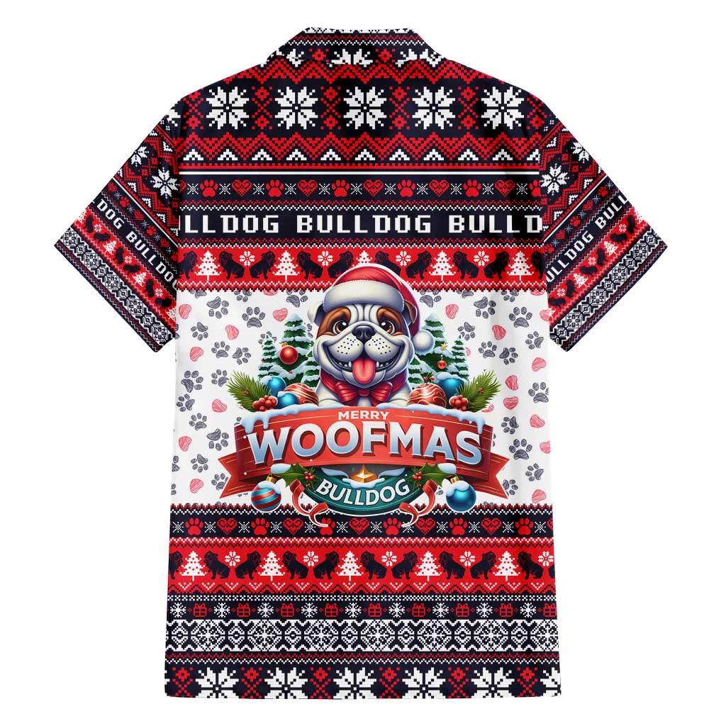 Bulldog Merry Woofmas Family Matching Off Shoulder Maxi Dress and Hawaiian Shirt Christmas Dog Art Style - Wonder Print Shop