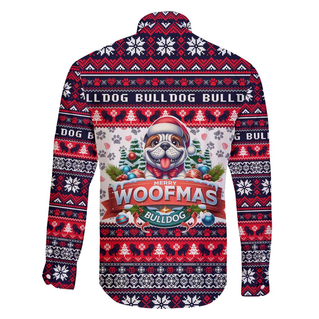 Bulldog Merry Woofmas Family Matching Off Shoulder Short Dress and Hawaiian Shirt Christmas Dog Art Style - Wonder Print Shop