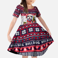 Bulldog Merry Woofmas Family Matching Short Sleeve Bodycon Dress and Hawaiian Shirt Christmas Dog Art Style - Wonder Print Shop