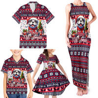 Bulldog Merry Woofmas Family Matching Tank Maxi Dress and Hawaiian Shirt Christmas Dog Art Style - Wonder Print Shop