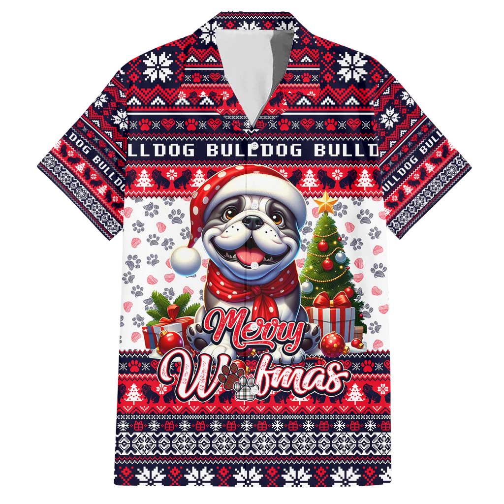 Bulldog Merry Woofmas Hawaiian Shirt Christmas Dog Art Style - Wonder Print Shop