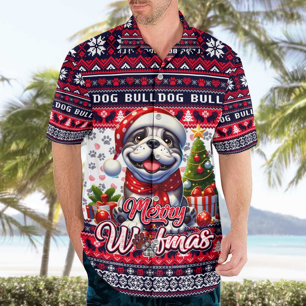 Bulldog Merry Woofmas Hawaiian Shirt Christmas Dog Art Style - Wonder Print Shop