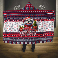 Bulldog Merry Woofmas Hooded Blanket Christmas Dog Art Style