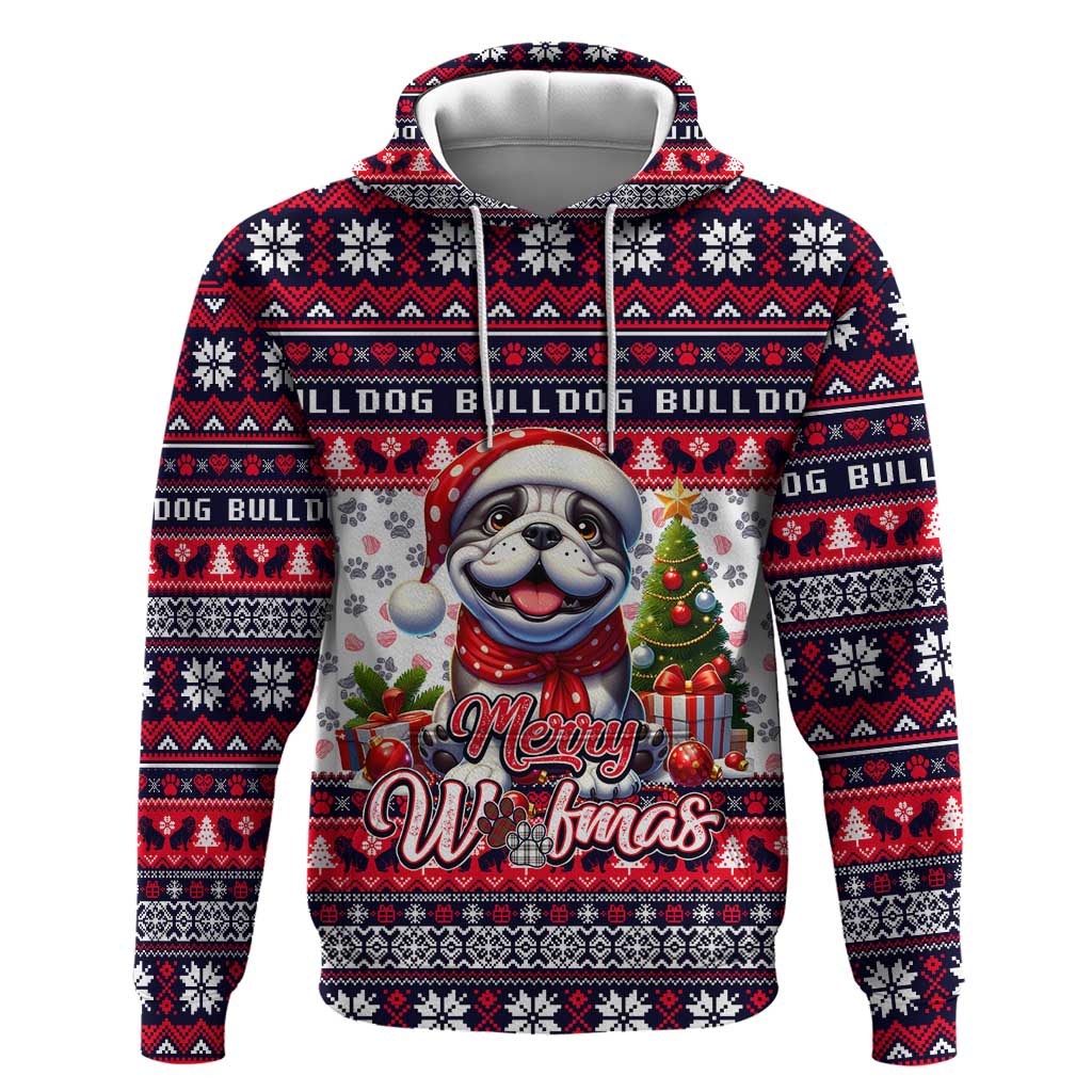 Bulldog Merry Woofmas Hoodie Christmas Dog Art Style - Wonder Print Shop
