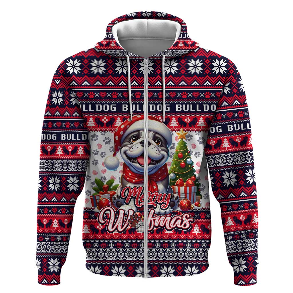 Bulldog Merry Woofmas Hoodie Christmas Dog Art Style - Wonder Print Shop