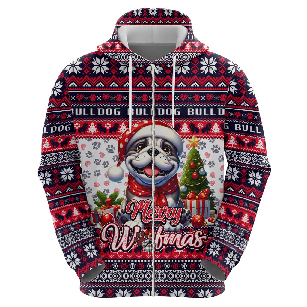 Bulldog Merry Woofmas Hoodie Christmas Dog Art Style - Wonder Print Shop