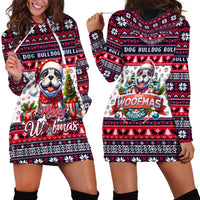 Bulldog Merry Woofmas Hoodie Dress Christmas Dog Art Style - Wonder Print Shop