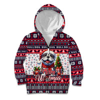 Bulldog Merry Woofmas Kid Hoodie Christmas Dog Art Style - Wonder Print Shop