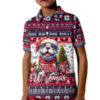 Bulldog Merry Woofmas Kid Polo Shirt Christmas Dog Art Style - Wonder Print Shop