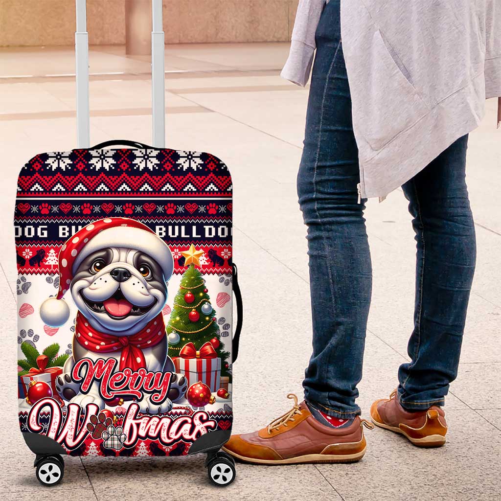 Bulldog Merry Woofmas Luggage Cover Christmas Dog Art Style - Wonder Print Shop